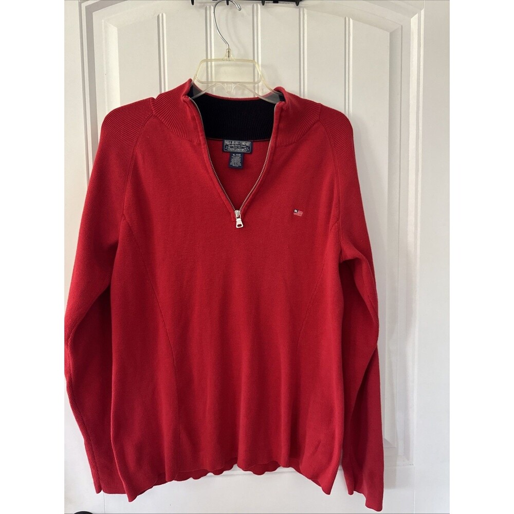 Ralph Lauren Polo Jean Company Quarter Zip Ribbed Long Sleeve Womens XL Sweater